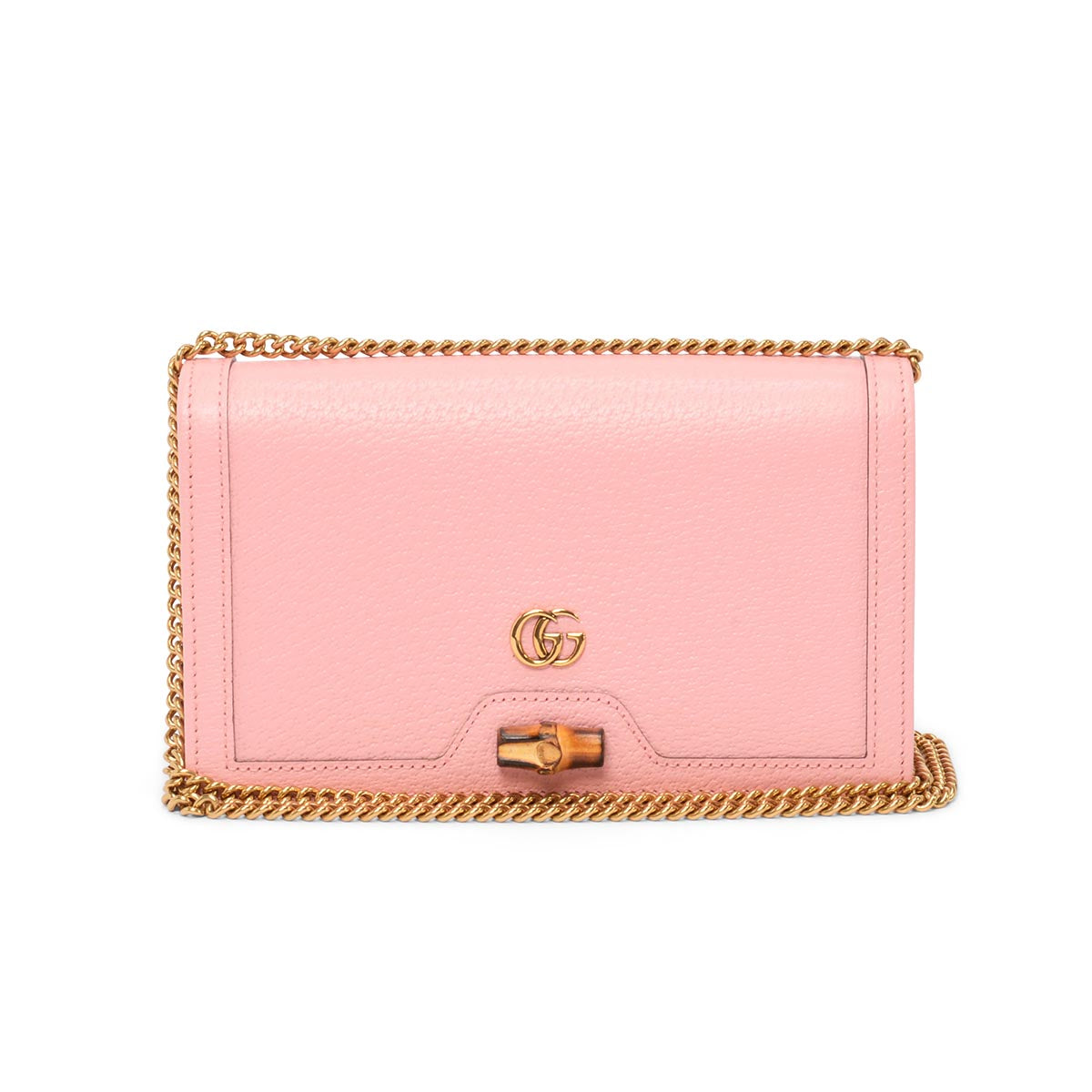Gucci Pink Grained Leather Mini Diana Chain Bag