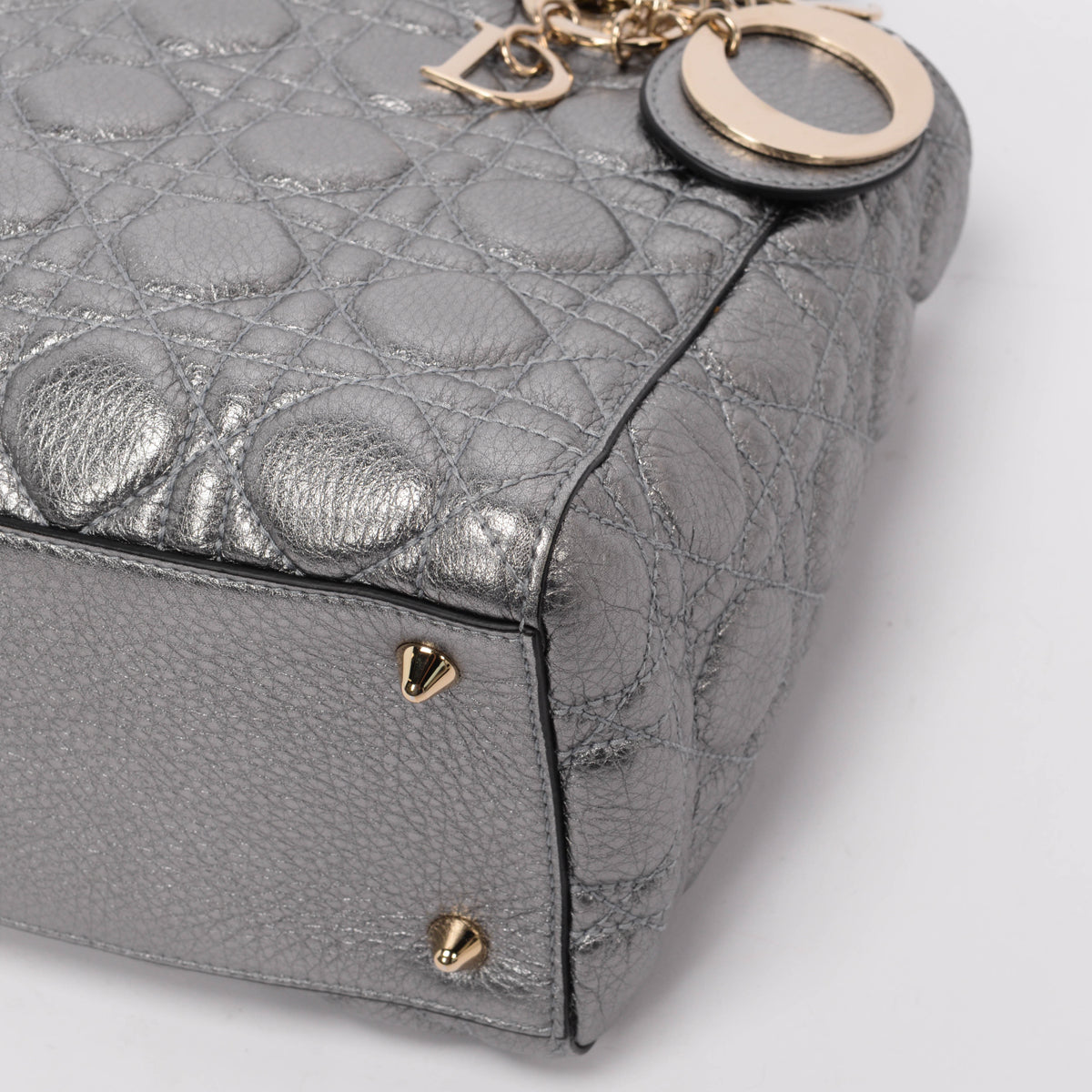 Dior Silver Cannage Calfskin Medium Supple Lady Dior