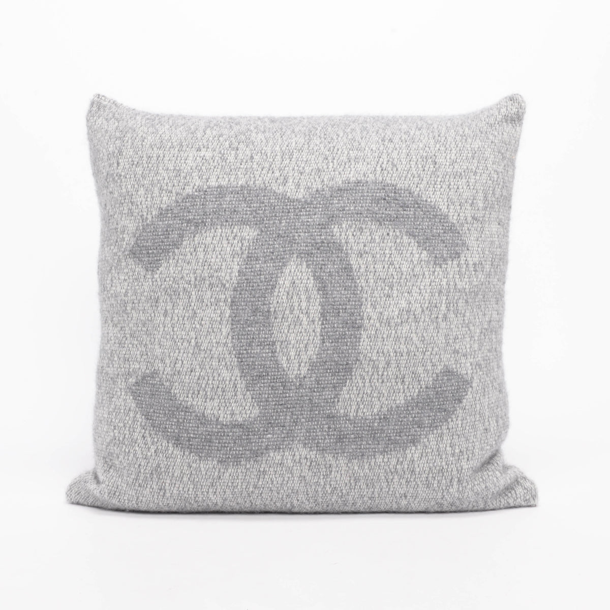 Chanel Grey Marle Knit CC Pillow