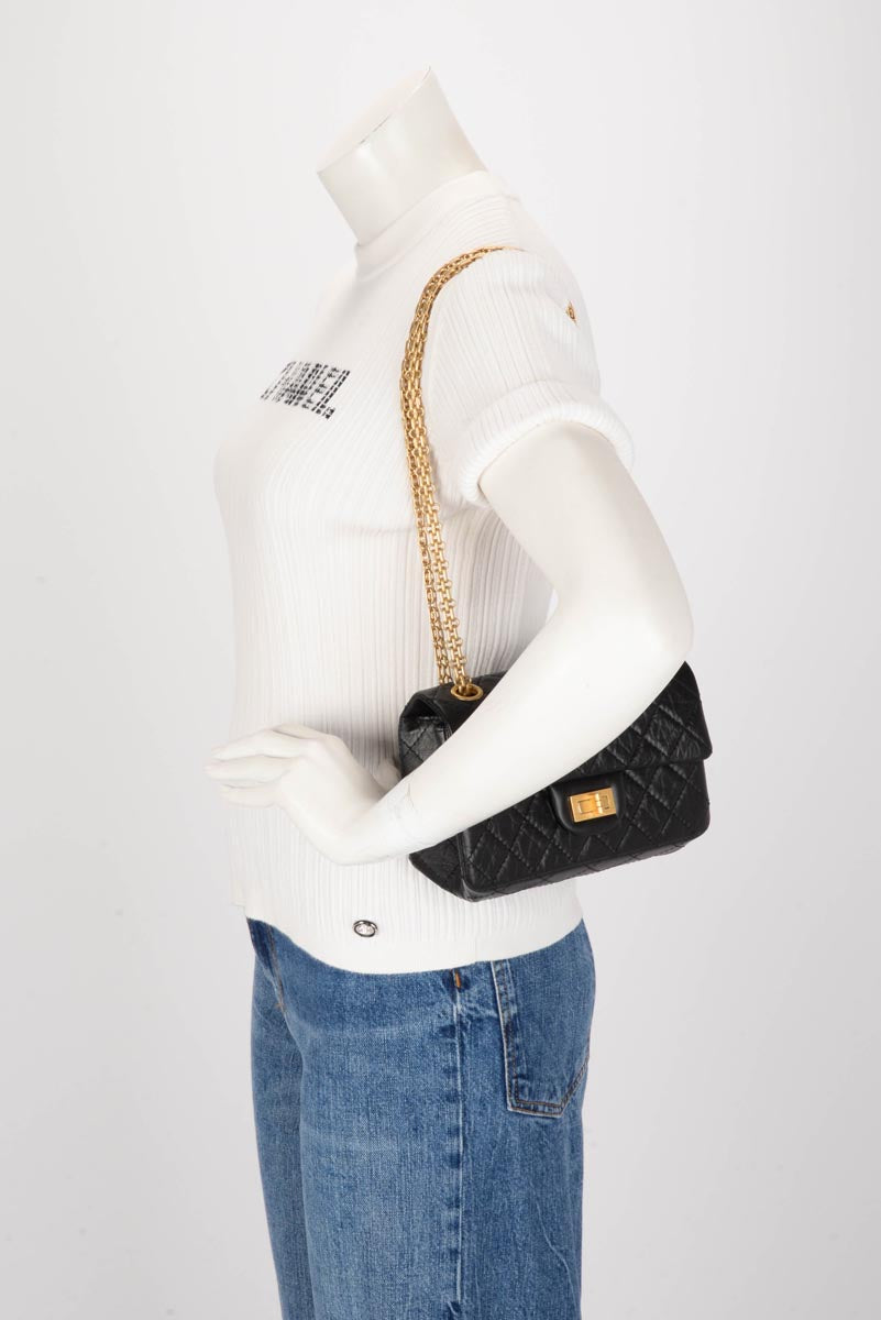 Chanel Black Distressed Calfskin Mini Reissue 2.55 Flap Bag