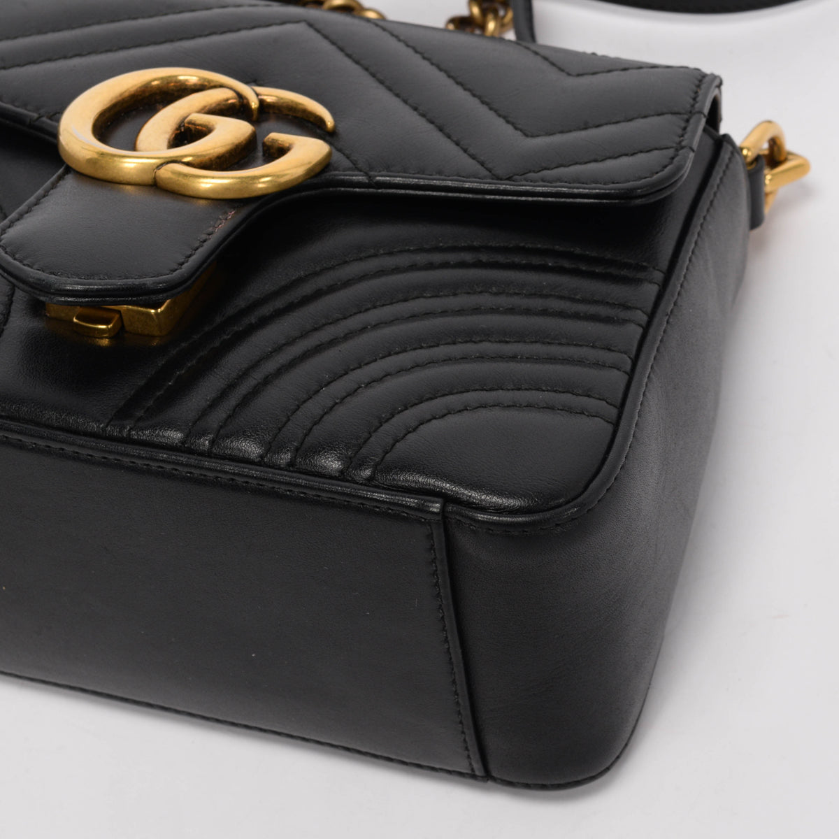 Gucci Black Matelasse GG Marmont Mini Top Handle Bag