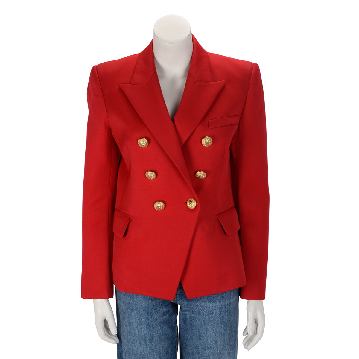 Balmain Red Wool Classic DB Blazer FR 42