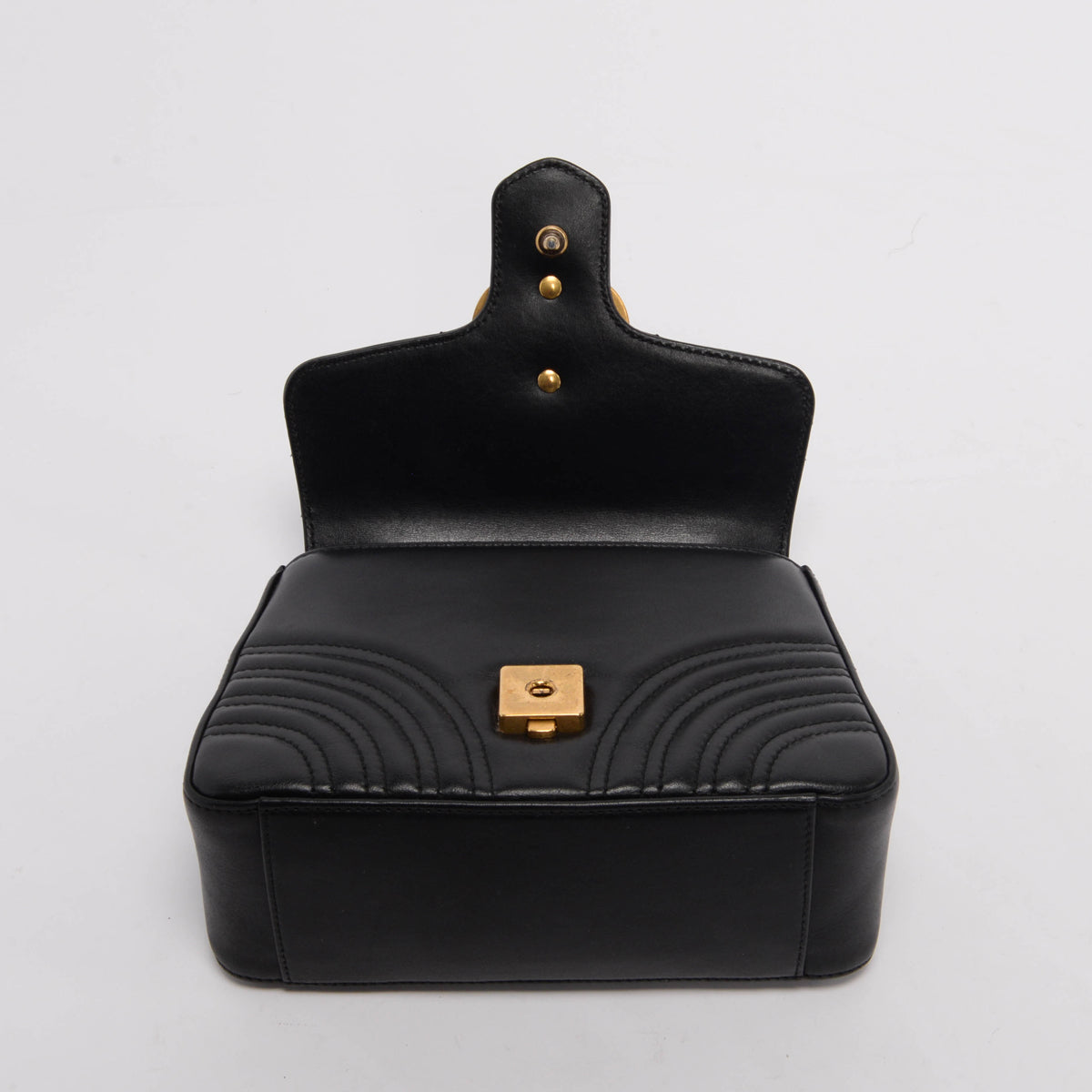 Gucci Black Matelasse GG Marmont Mini Top Handle Bag