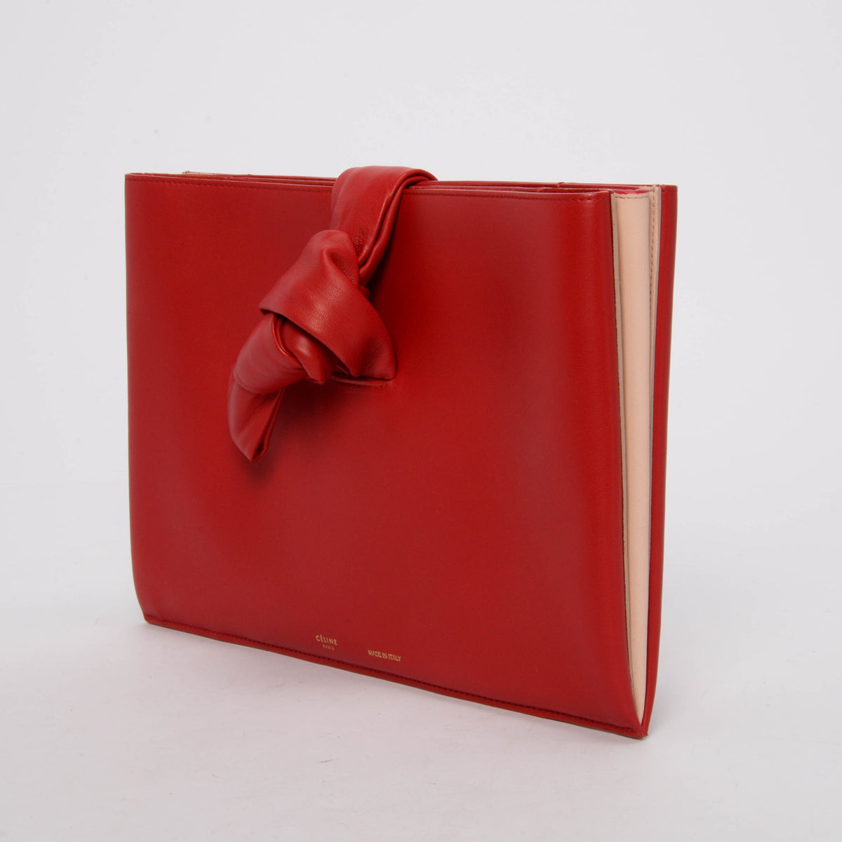 Celine Red Lambskin Knotted Clutch