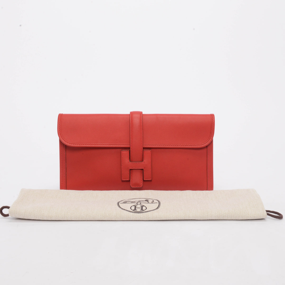 Hermes Rouge Casaque Swift Jige 29 Clutch