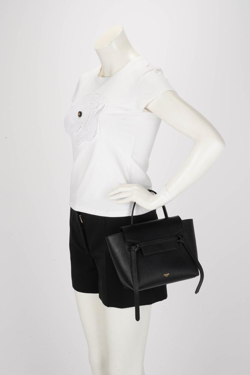 Celine Black Grained Calfskin Nano Belt Bag