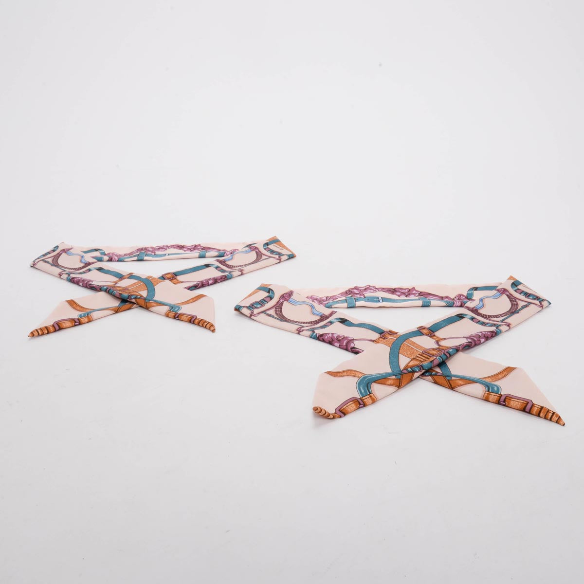 Hermes Rose Dragee Silk Grand Manege Twilly Set