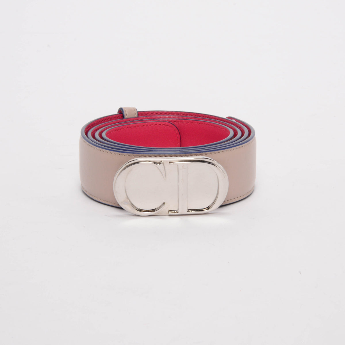Dior Pink & Champagne Calfskin Reversible Belt