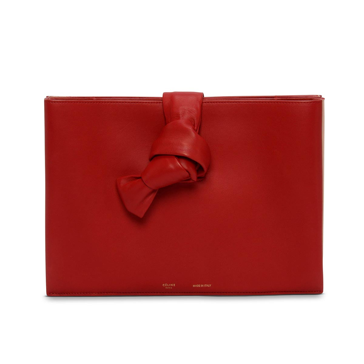 Celine Red Lambskin Knotted Clutch