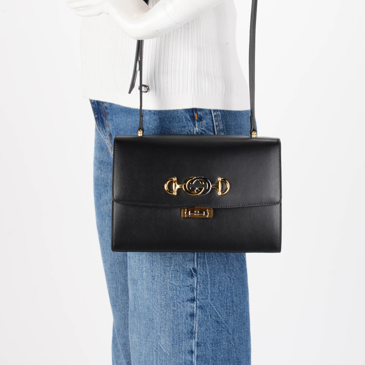 Gucci Black Smooth Calfskin Small Zumi Shoulder Bag