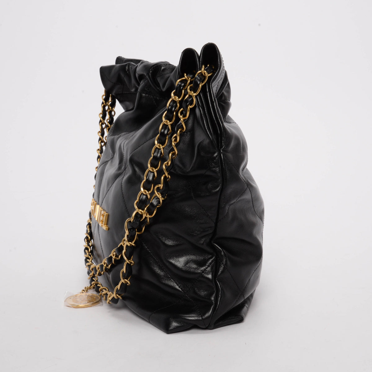Chanel Black Shiny Calfskin Small 22 Bag
