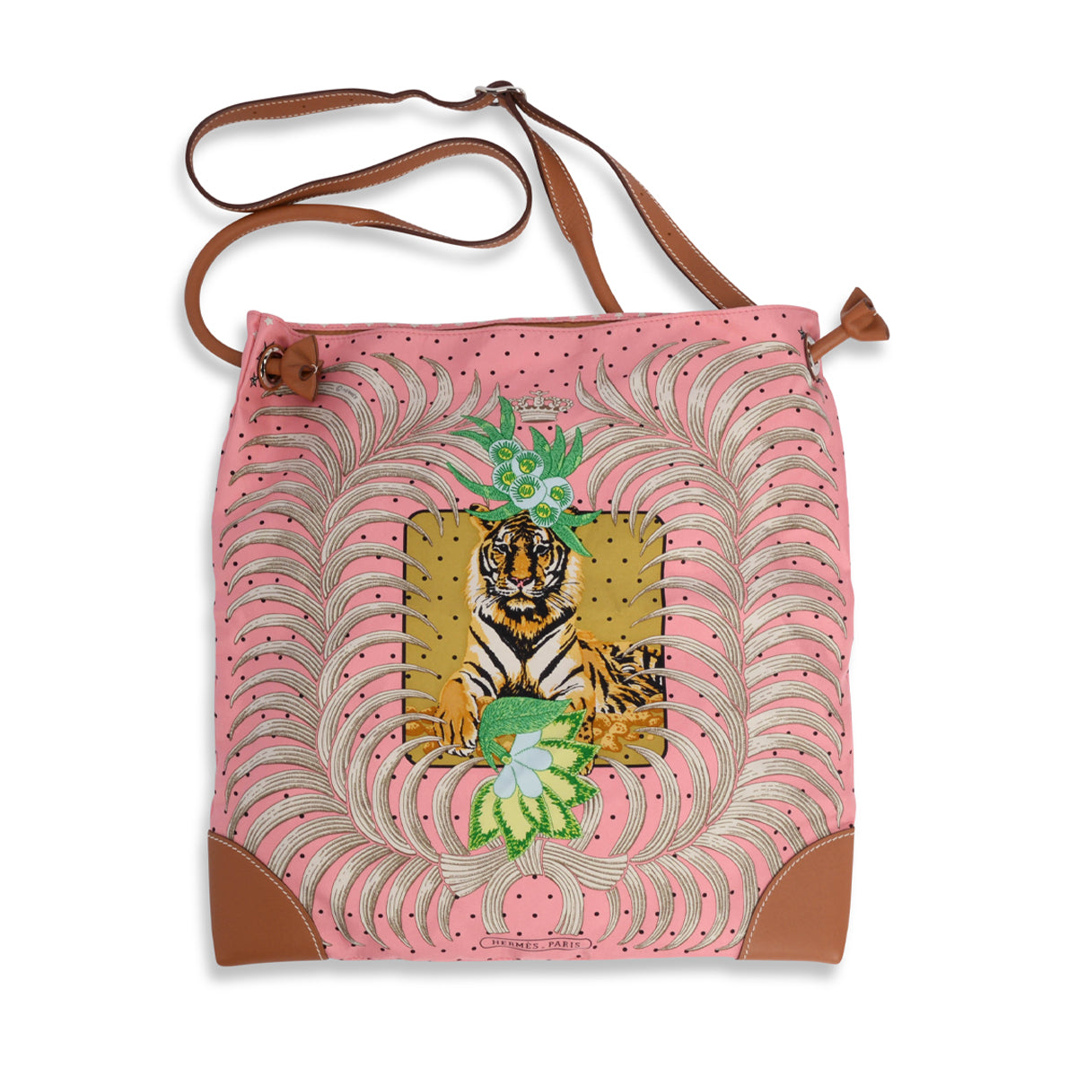 Hermes Pink Silk Tigre Royal City PM Bag