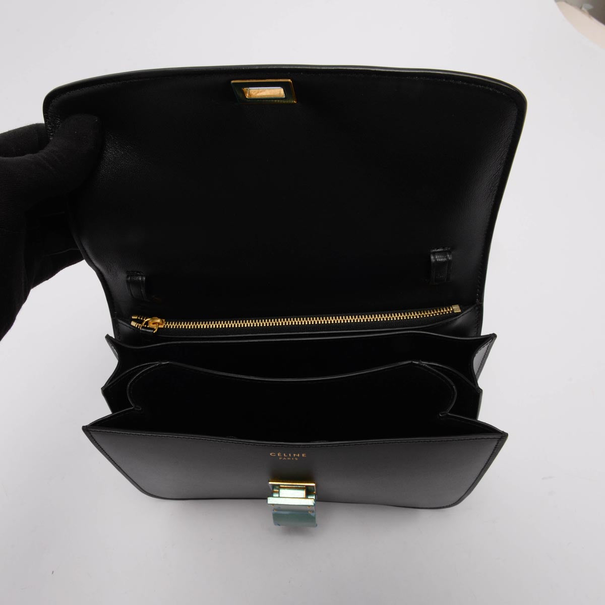 Celine Black Liege Calfskin Medium Classic Box Bag