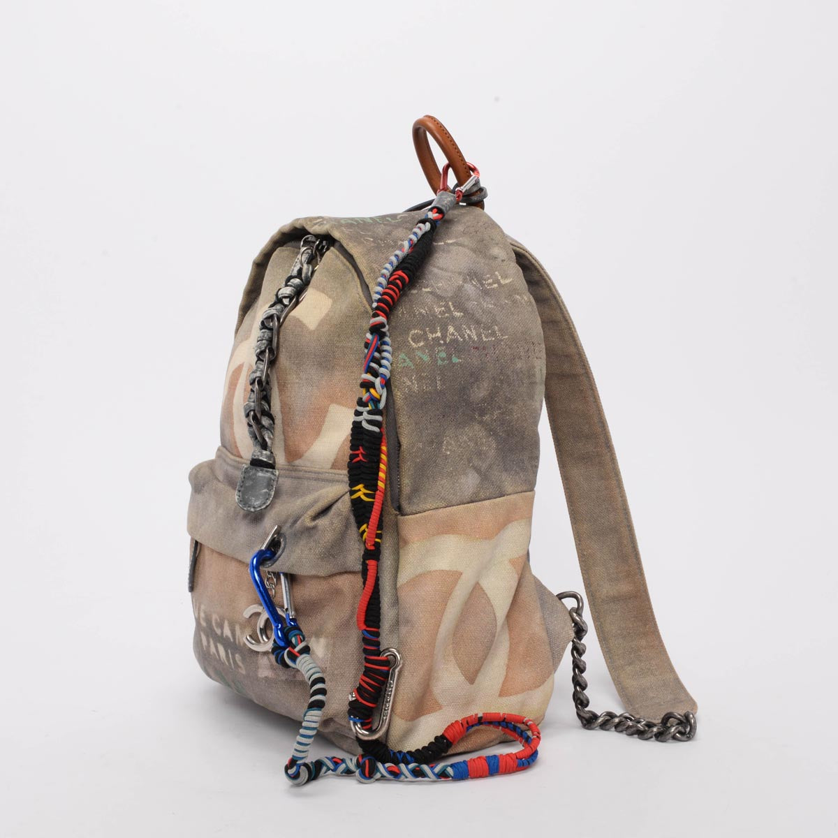 Chanel Grey Graffiti Canvas Small Art School Backpack