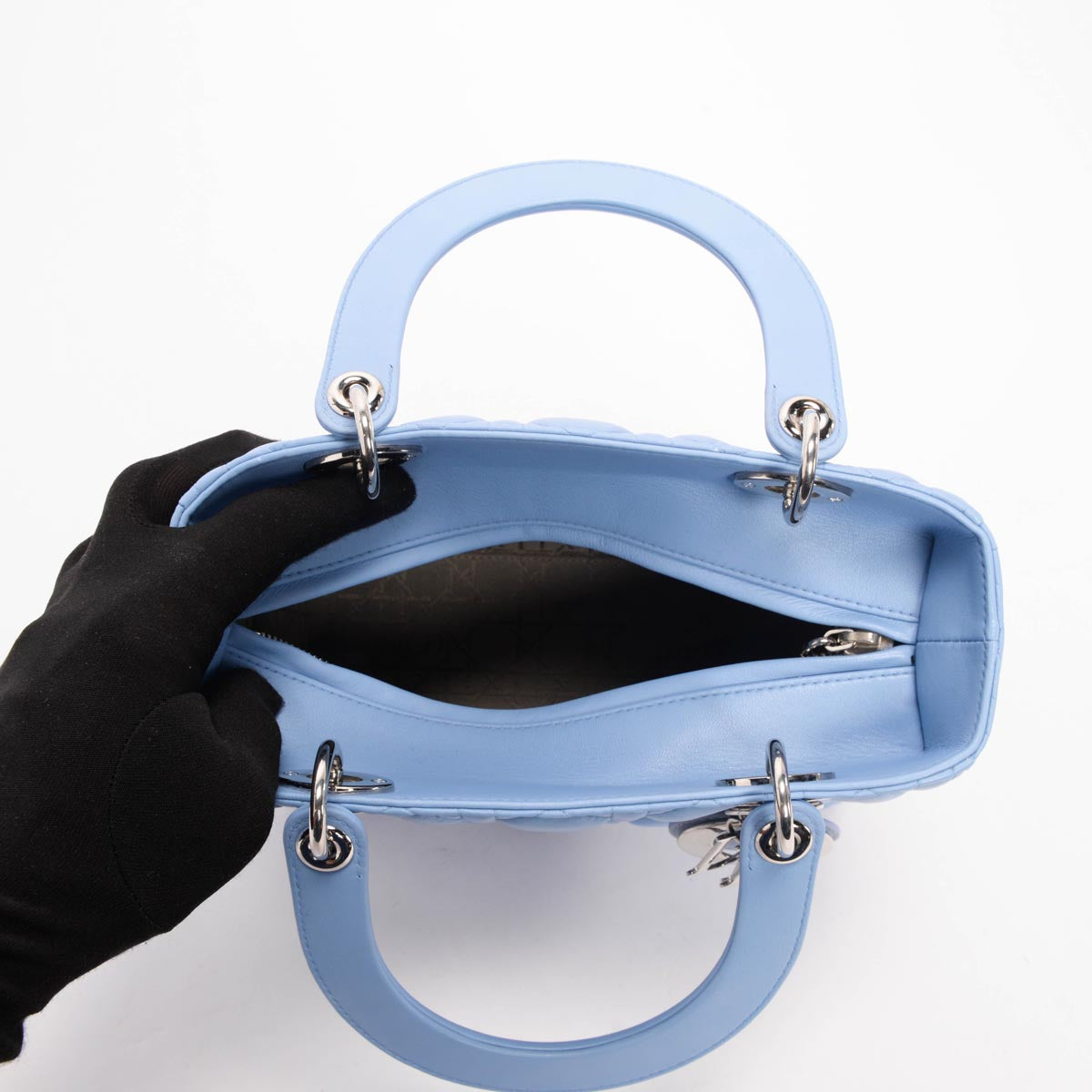 Dior Pale Blue Cannage Lambskin Medium Lady Dior