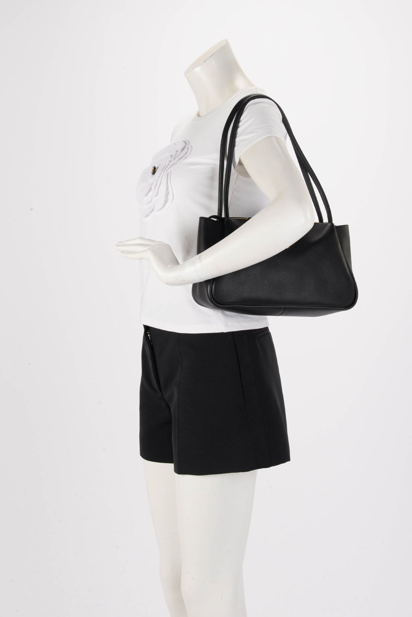 Prada Black Soft Grain Calfskin Medium Shoulder Bag