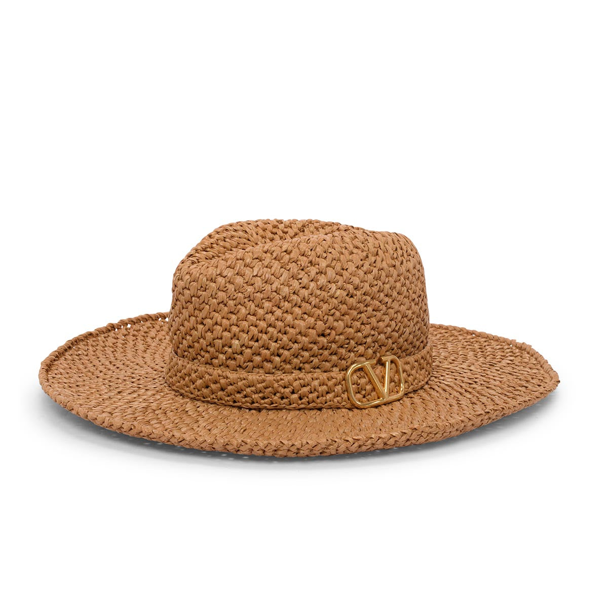 Valentino Natural Raffia VLogo Fedora Hat