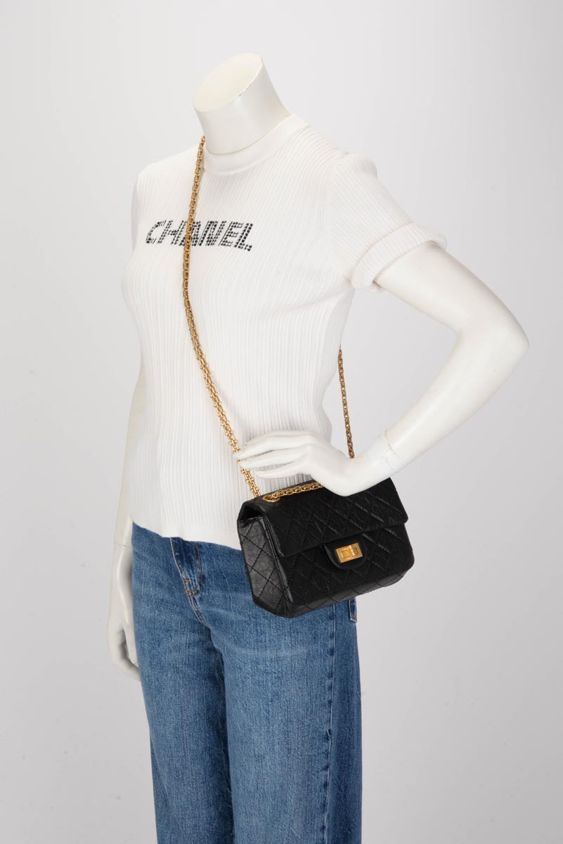 Chanel Black Distressed Calfskin Mini Reissue 2.55 Flap Bag