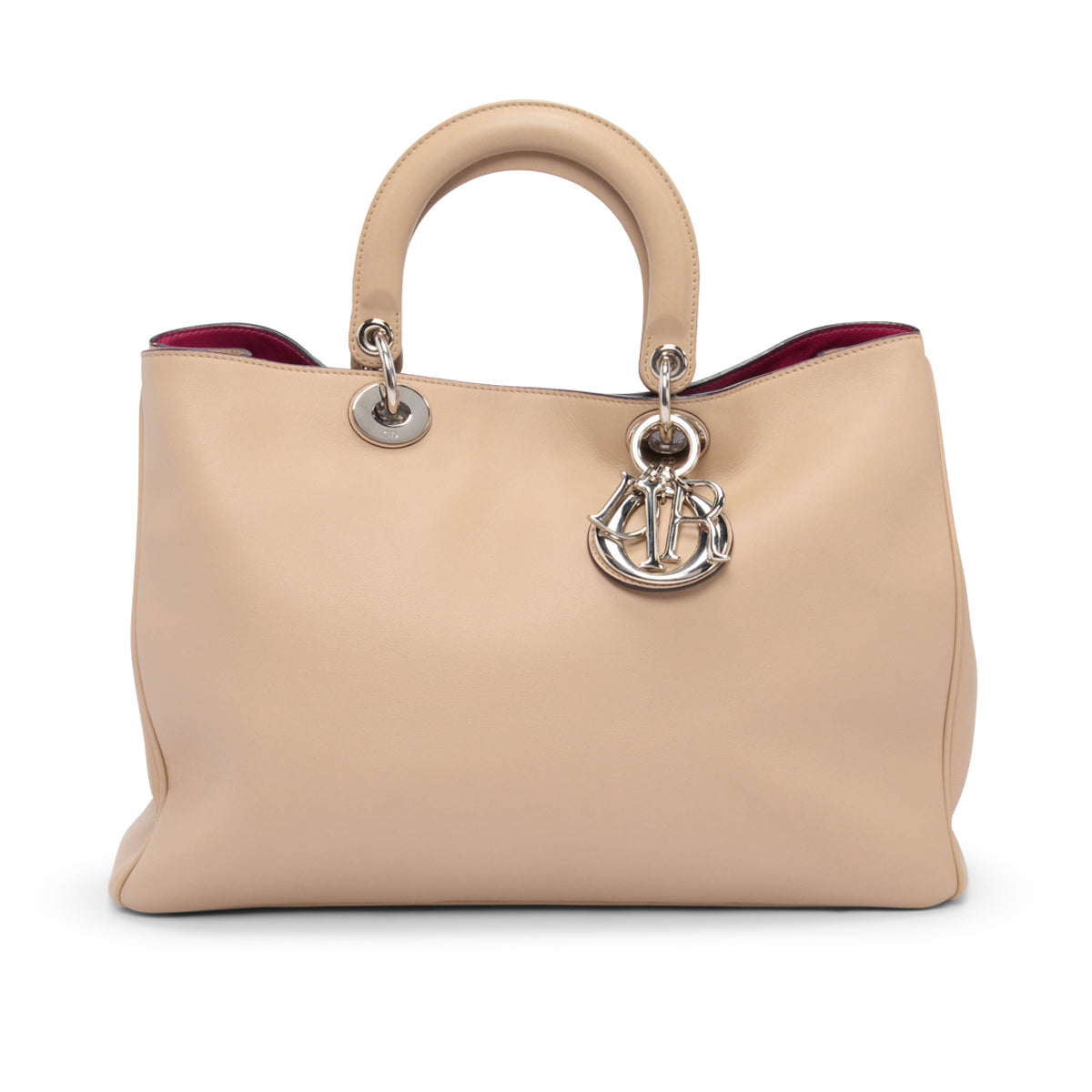 Dior Taupe & Magenta Smooth Calf Large Diorissimo Tote