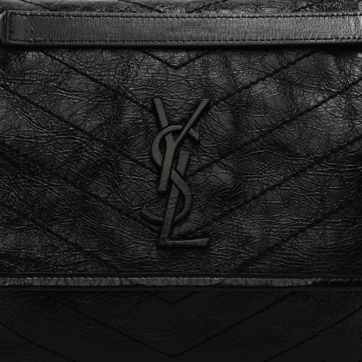 Saint Laurent Black Crinkled Calfskin Medium Niki Bag
