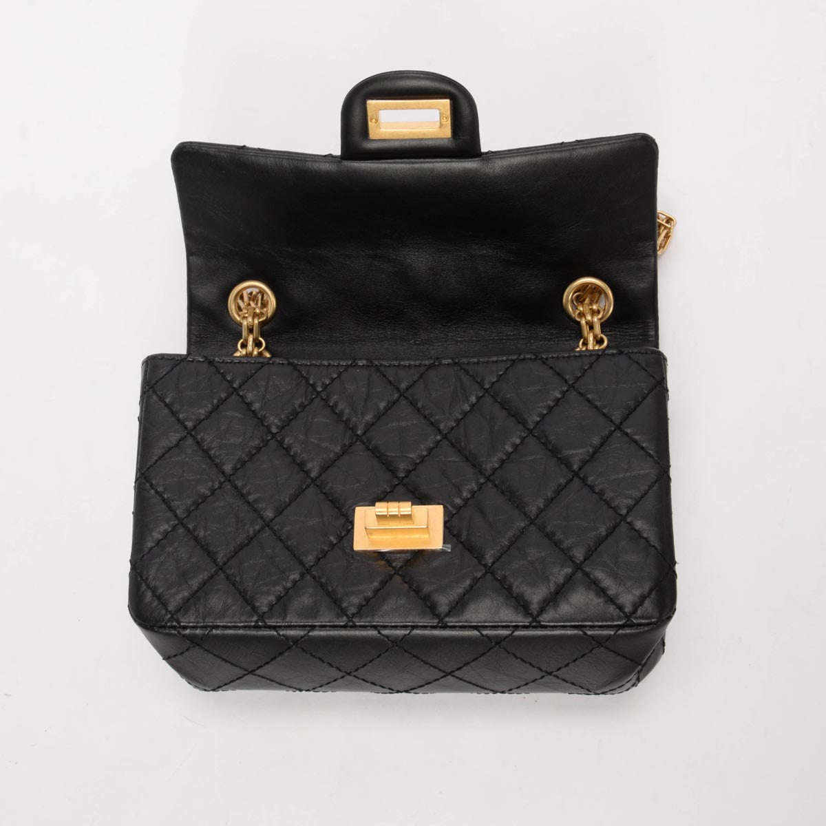 Chanel Black Distressed Calfskin Mini Reissue 2.55 Flap Bag