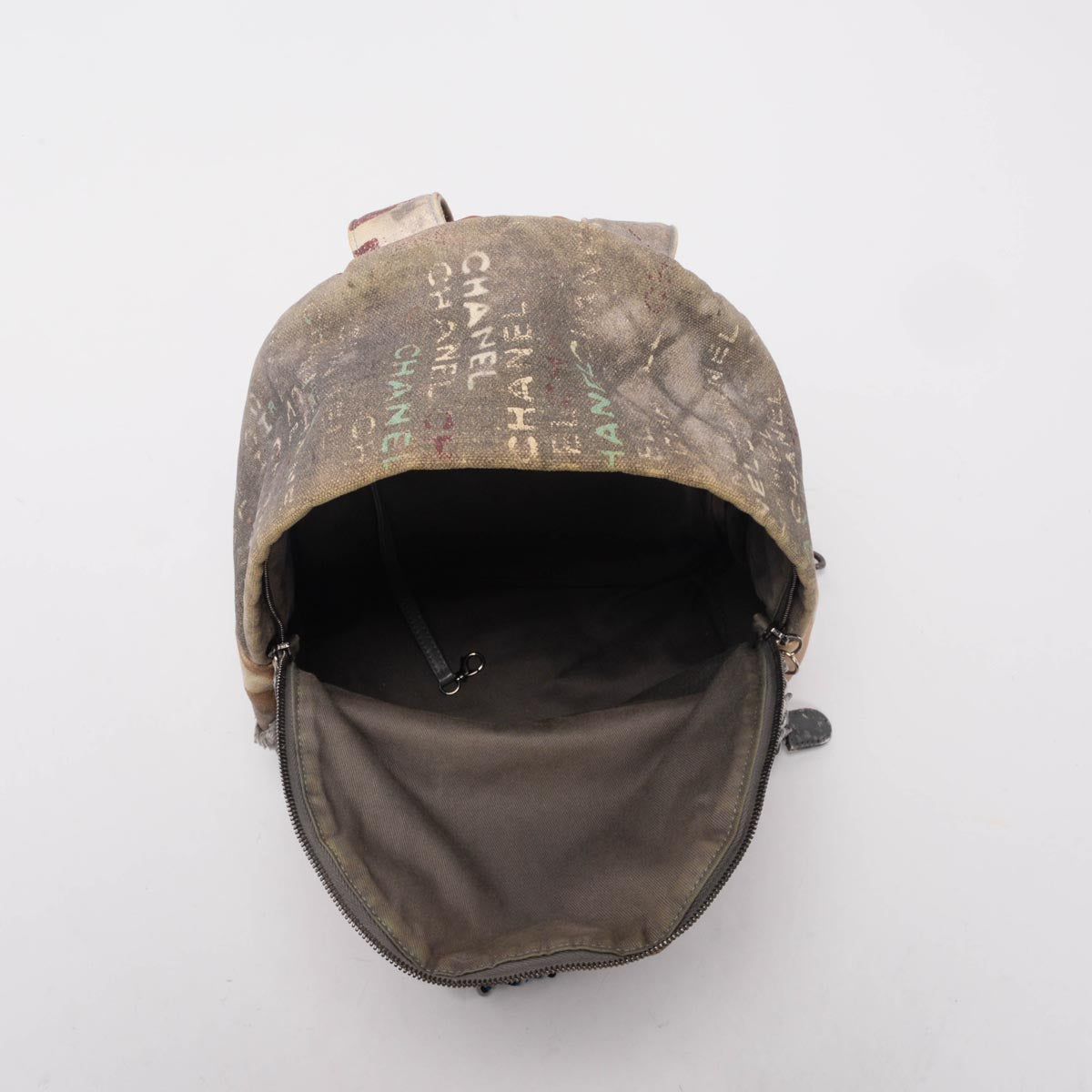Chanel Grey Graffiti Canvas Small Art School Backpack