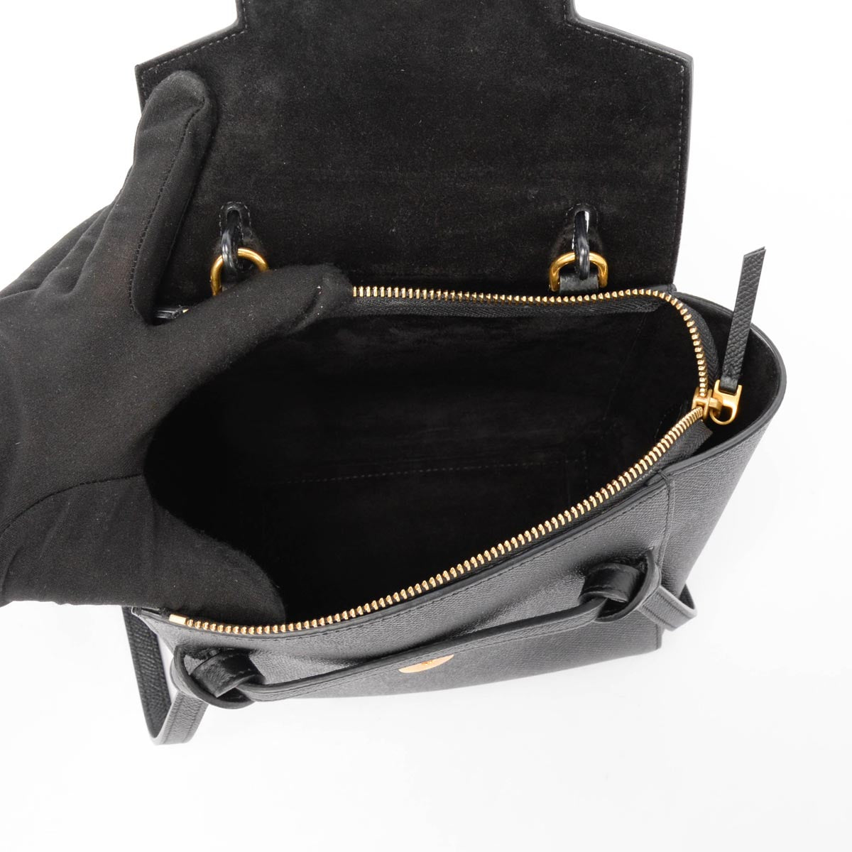 Celine Black Grained Calfskin Nano Belt Bag