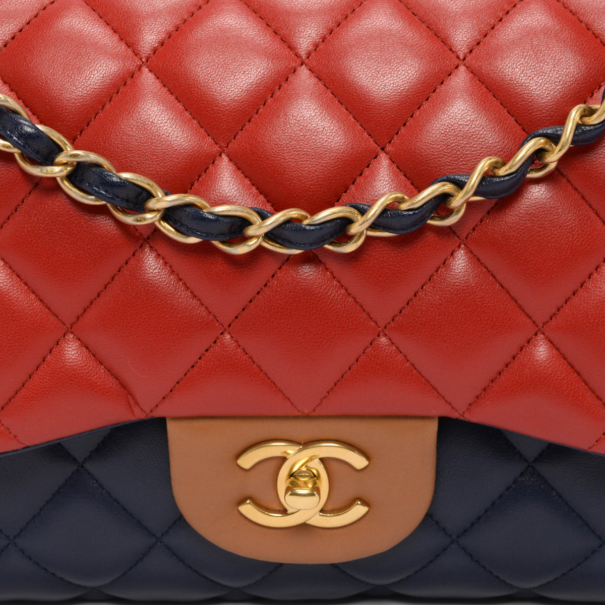 Chanel Tri-Colour Lambskin Large Double Flap Bag