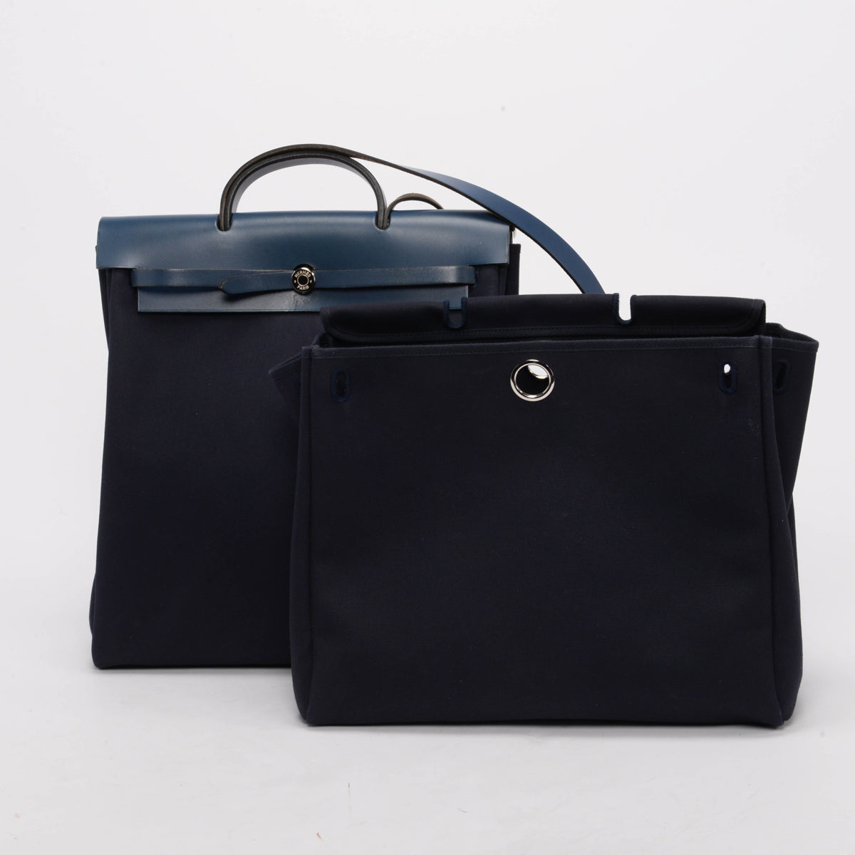 Hermes Navy Canvas Herbag MM 2 in 1