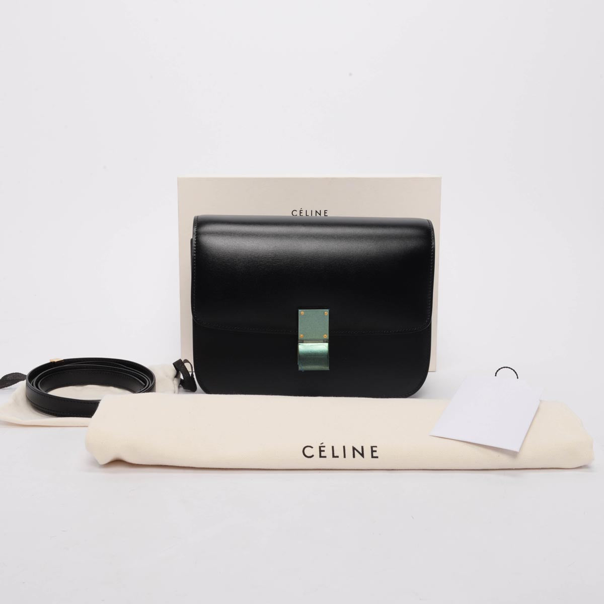 Celine Black Liege Calfskin Medium Classic Box Bag