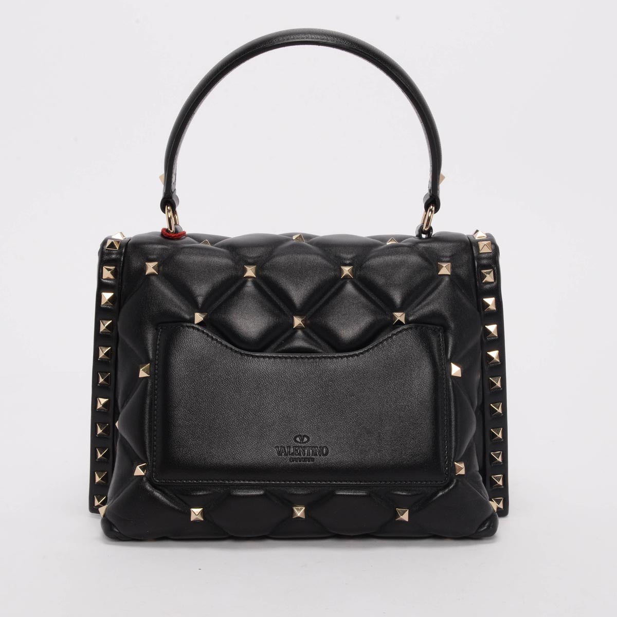 Valentino Black Lambskin Candystud Top Handle Bag