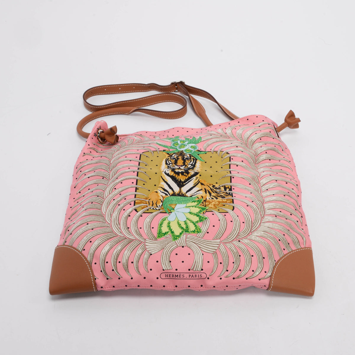 Hermes Pink Silk Tigre Royal City PM Bag