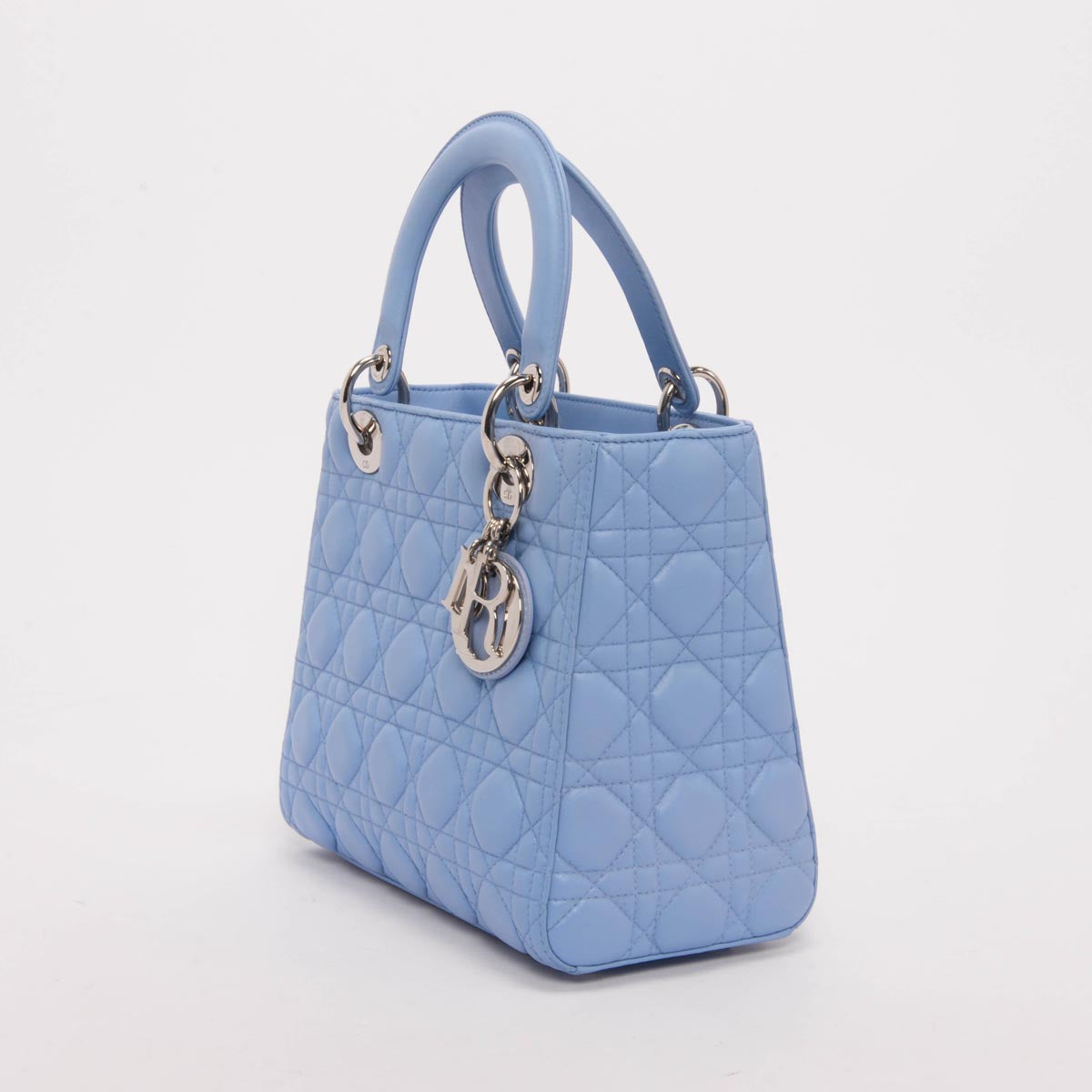 Dior Pale Blue Cannage Lambskin Medium Lady Dior