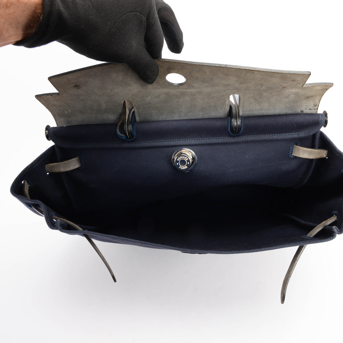 Hermes Navy Canvas Herbag MM 2 in 1