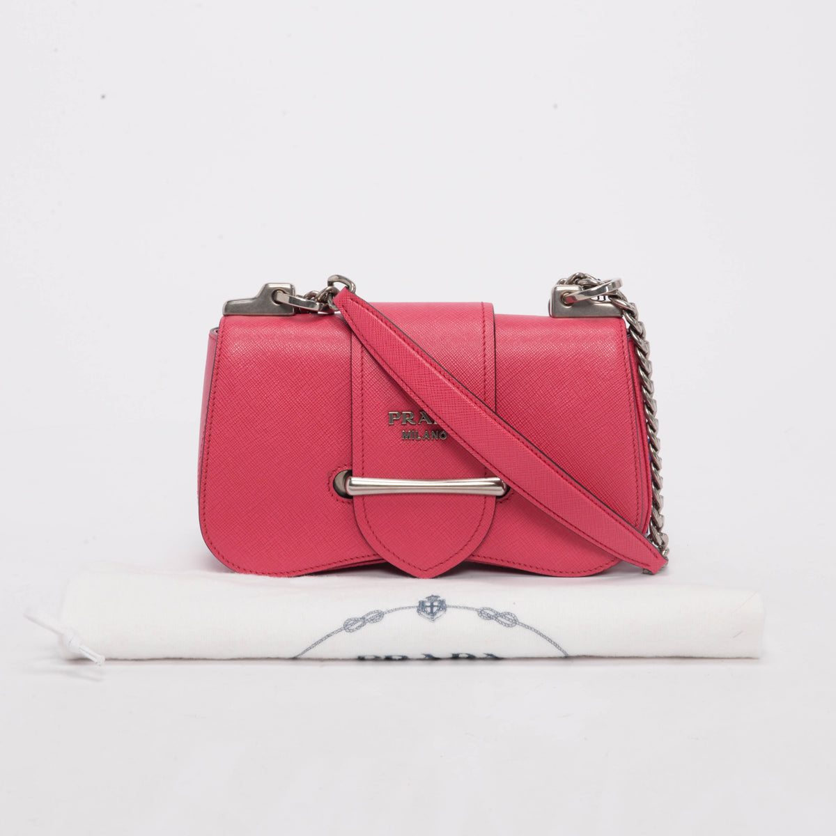 Prada Pink Saffiano Sidonie Small Chain Bag
