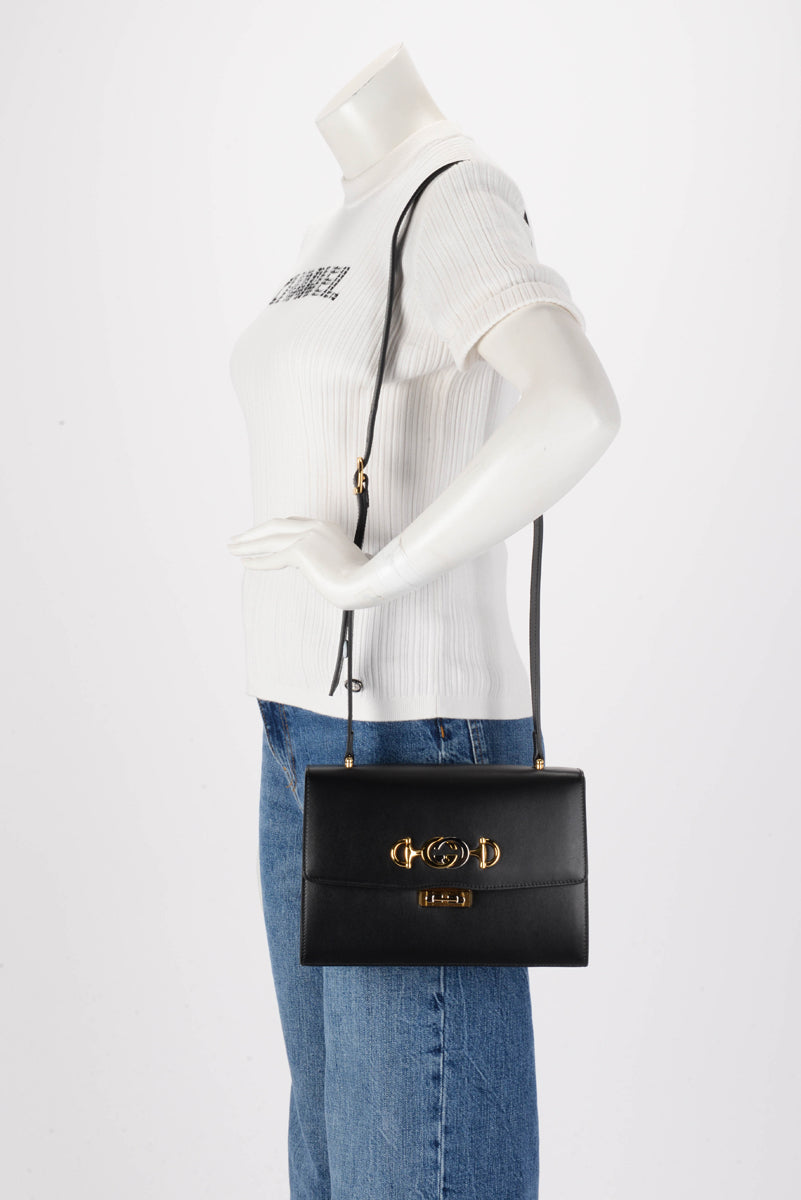 Gucci Black Smooth Calfskin Small Zumi Shoulder Bag