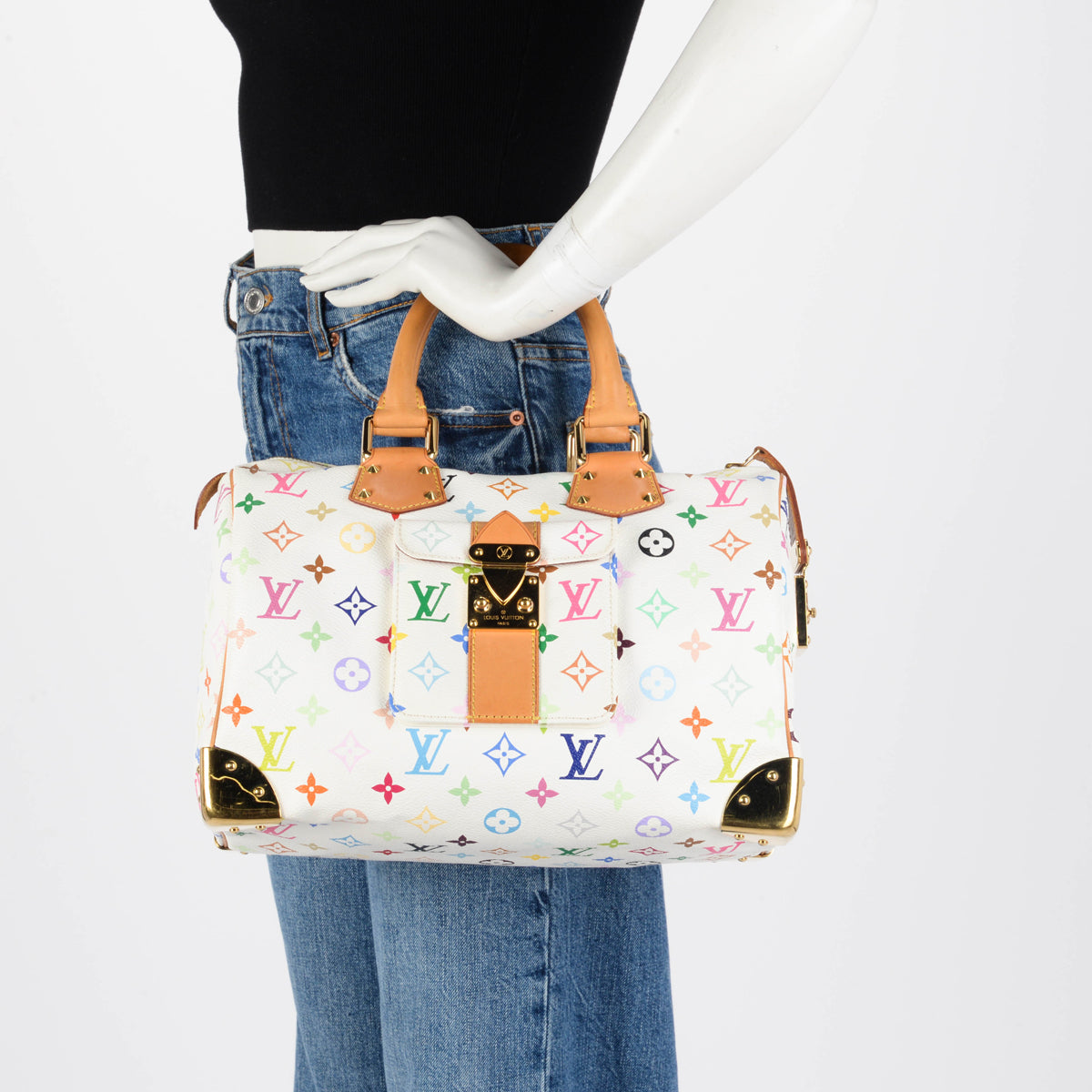 Louis Vuitton White Multicolore Monogram Speedy 30