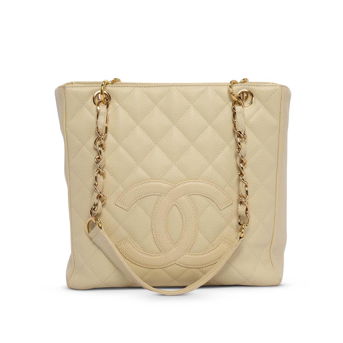 Chanel Ivory Pearlescent Caviar Petit Shopping Tote