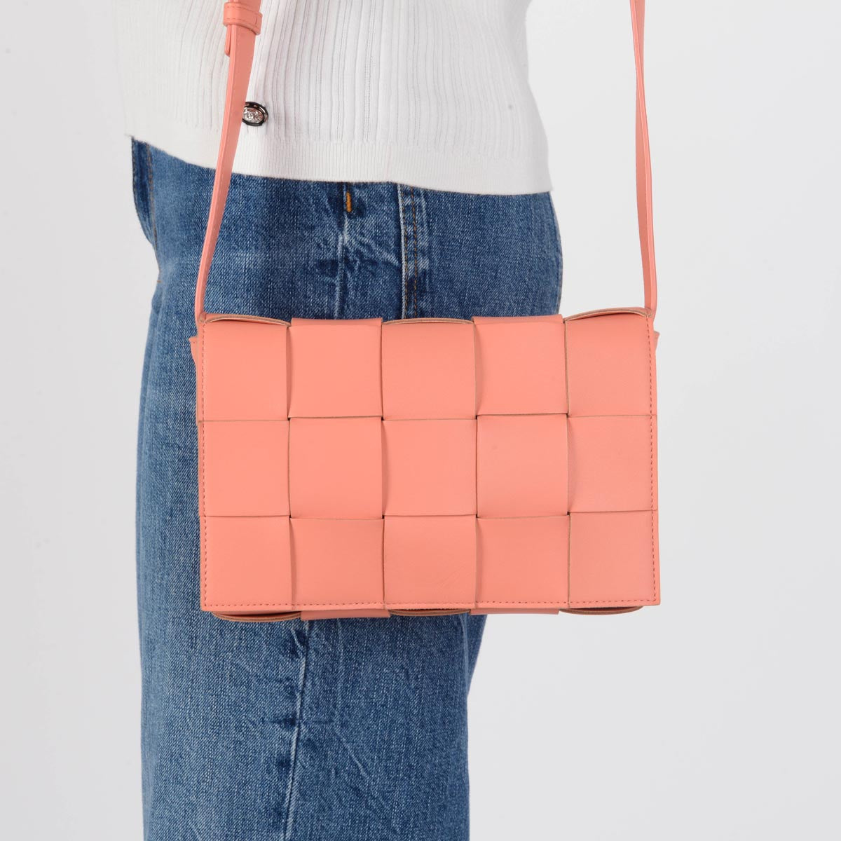 Bottega Veneta Coral Intreccio Lambskin Cassette Bag