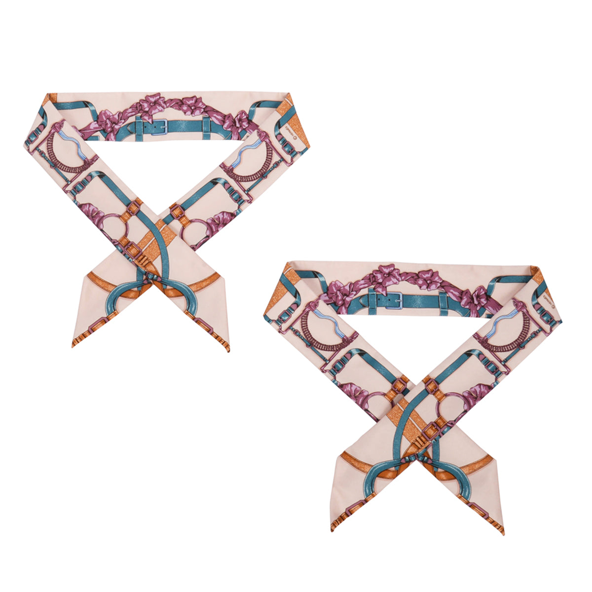 Hermes Rose Dragee Silk Grand Manege Twilly Set