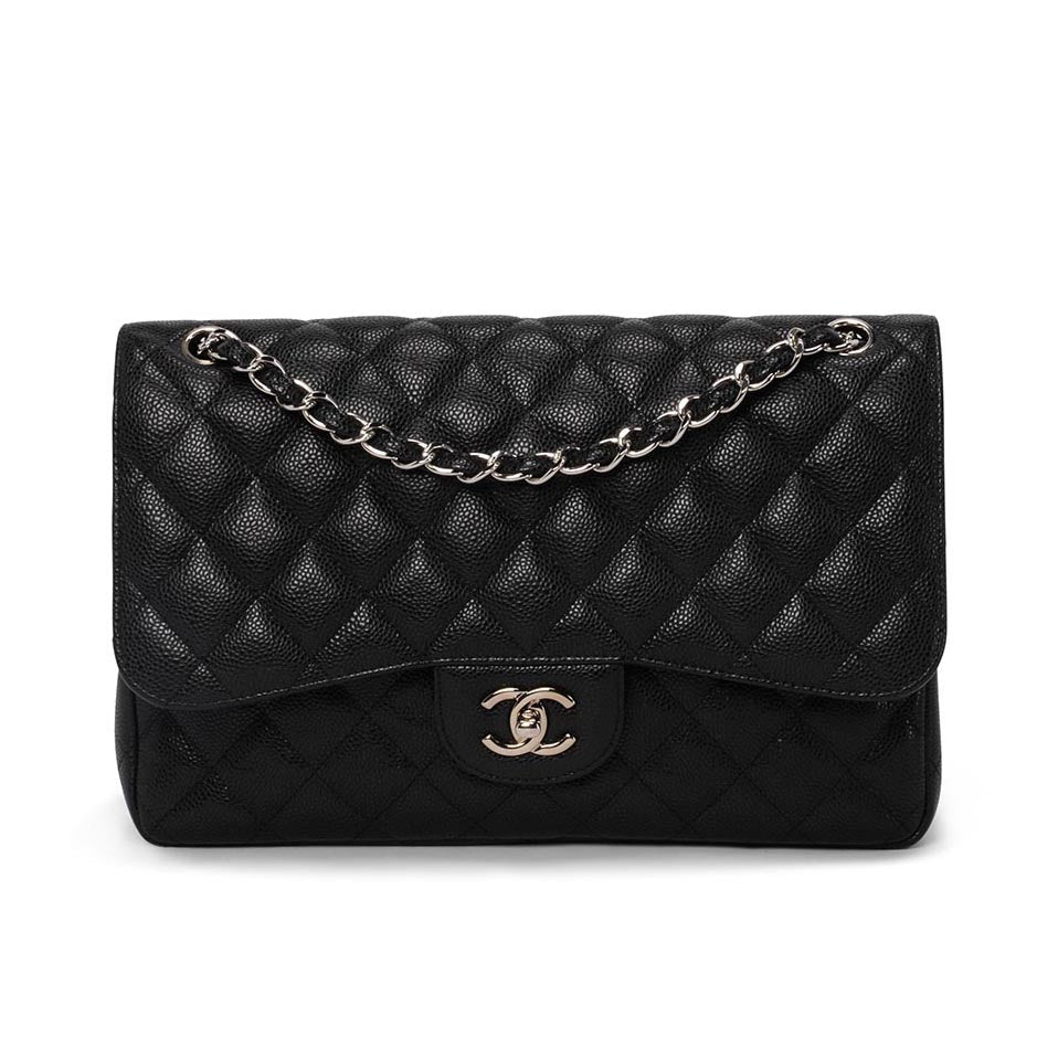 Chanel Black Quilted Caviar Large Classic Flap Bag