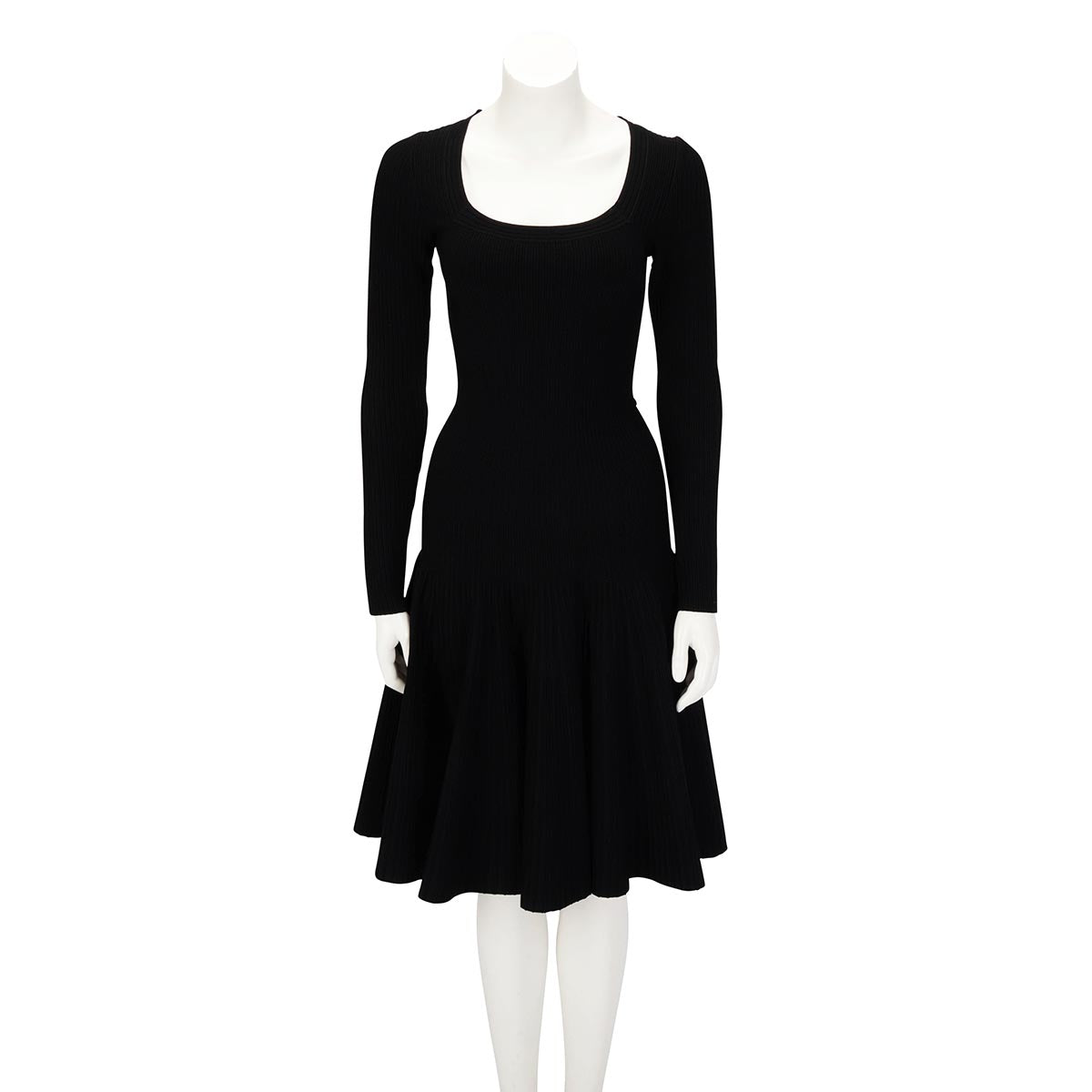 Alaia Black Ribbed Long Sleeve Dress M