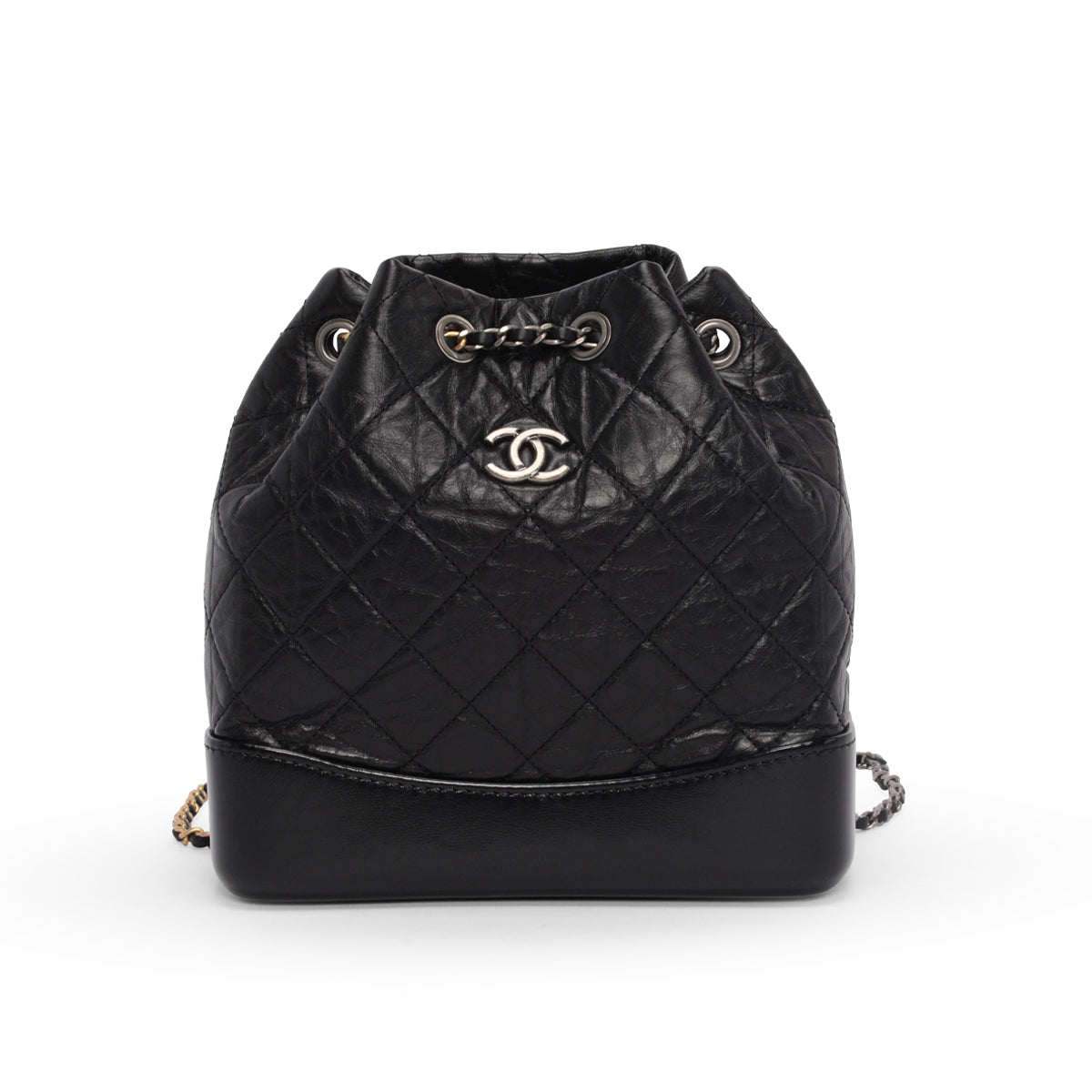 Chanel Black Aged Calfskin Small Gabrielle Backpack