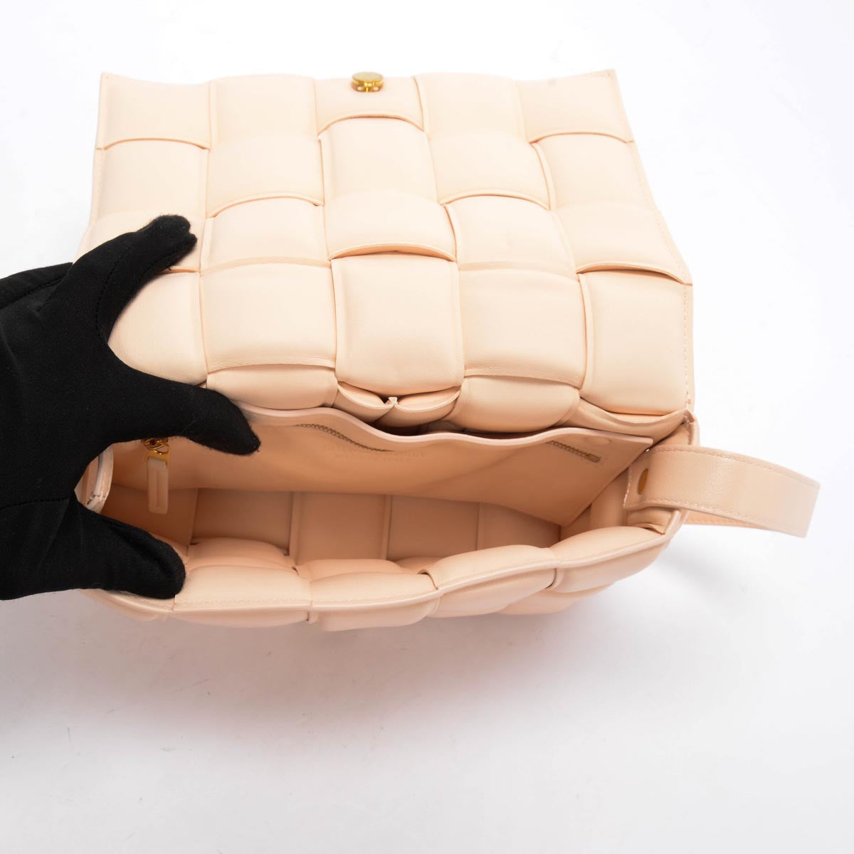 Bottega Veneta Melon Washed Intreccio Lambskin Padded Cassette Bag