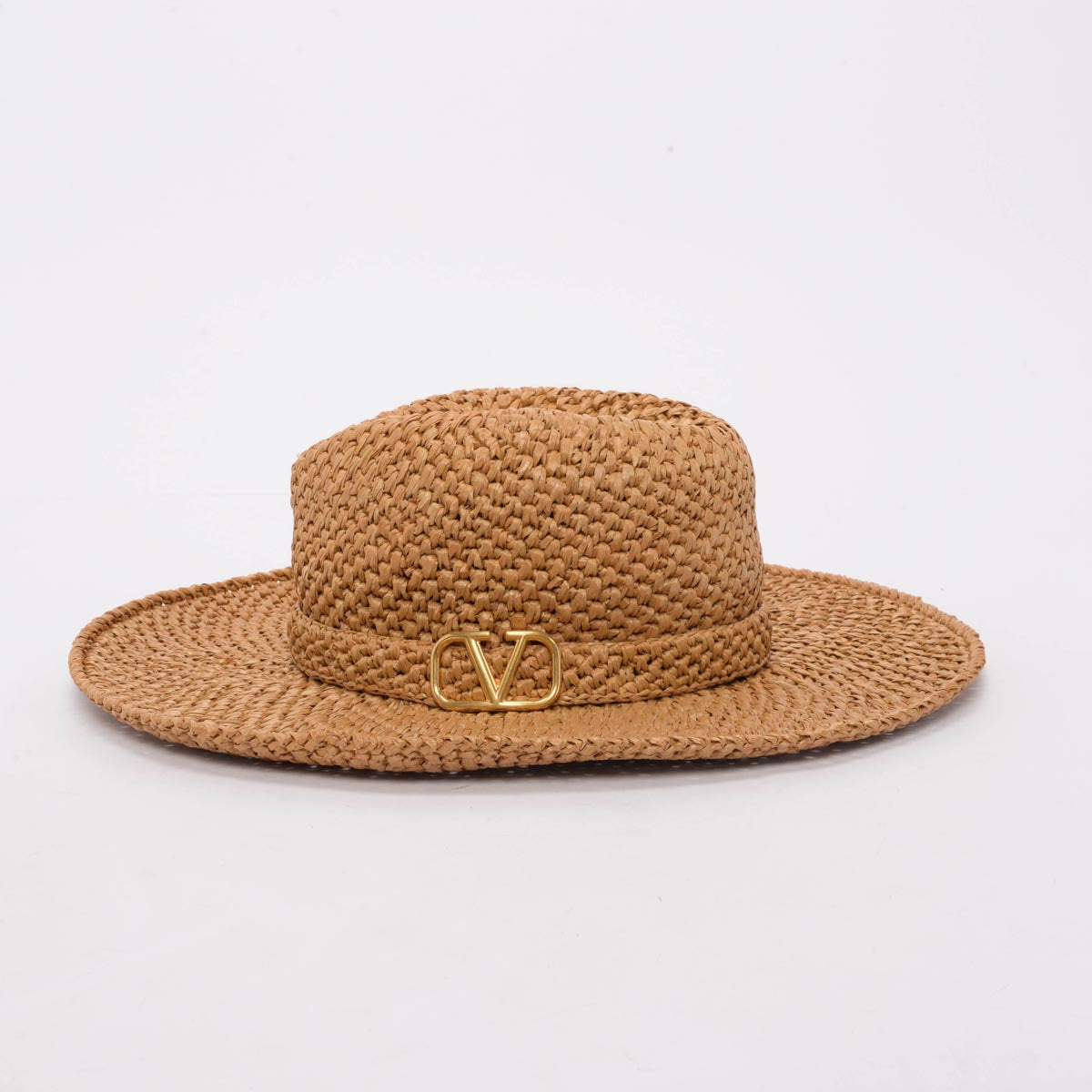 Valentino Natural Raffia VLogo Fedora Hat