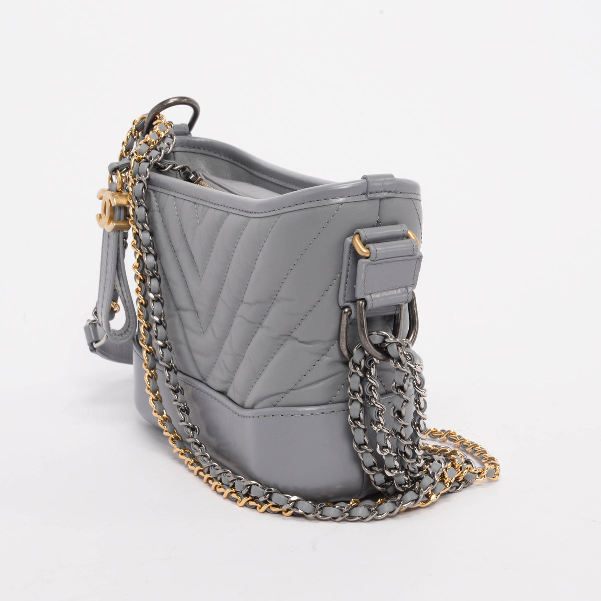 Chanel Grey Aged Calfskin Small Gabrielle Bag