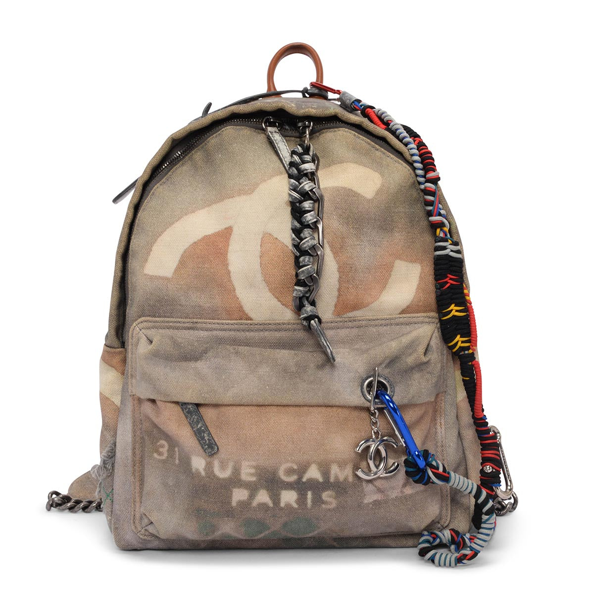 Chanel Grey Graffiti Canvas Small Art School Backpack