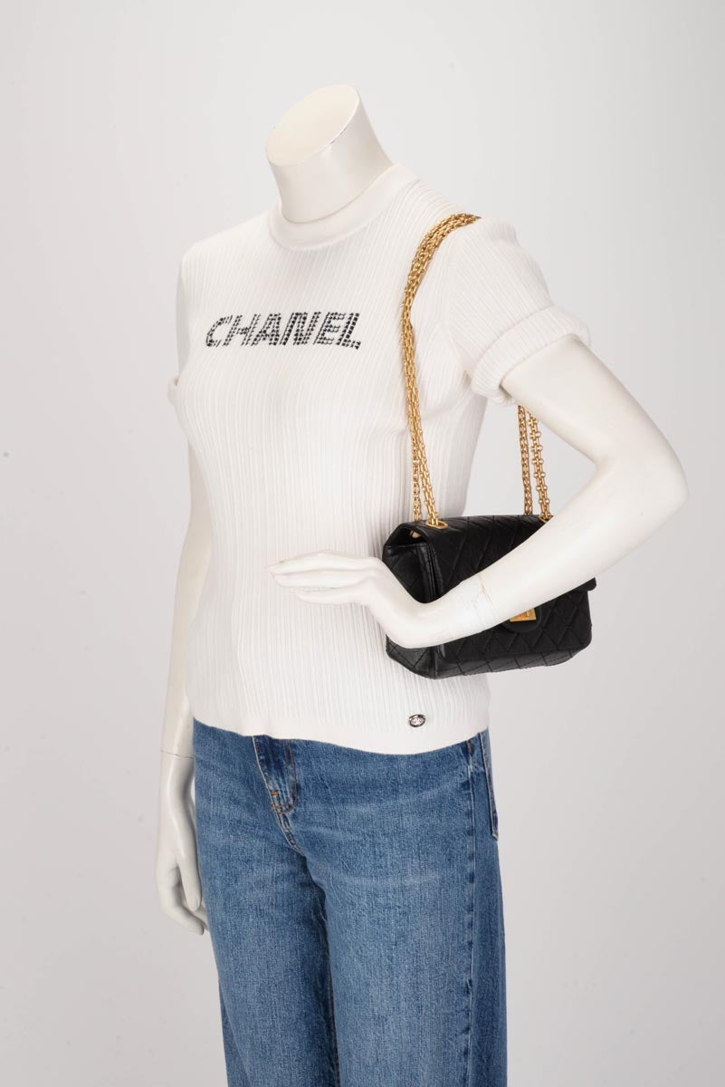 Chanel Black Distressed Calfskin Mini Reissue 2.55 Flap Bag
